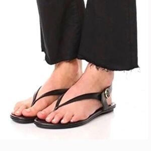 Tory Burch Women’s Minnie Travel Sandals Leather Black Size 8